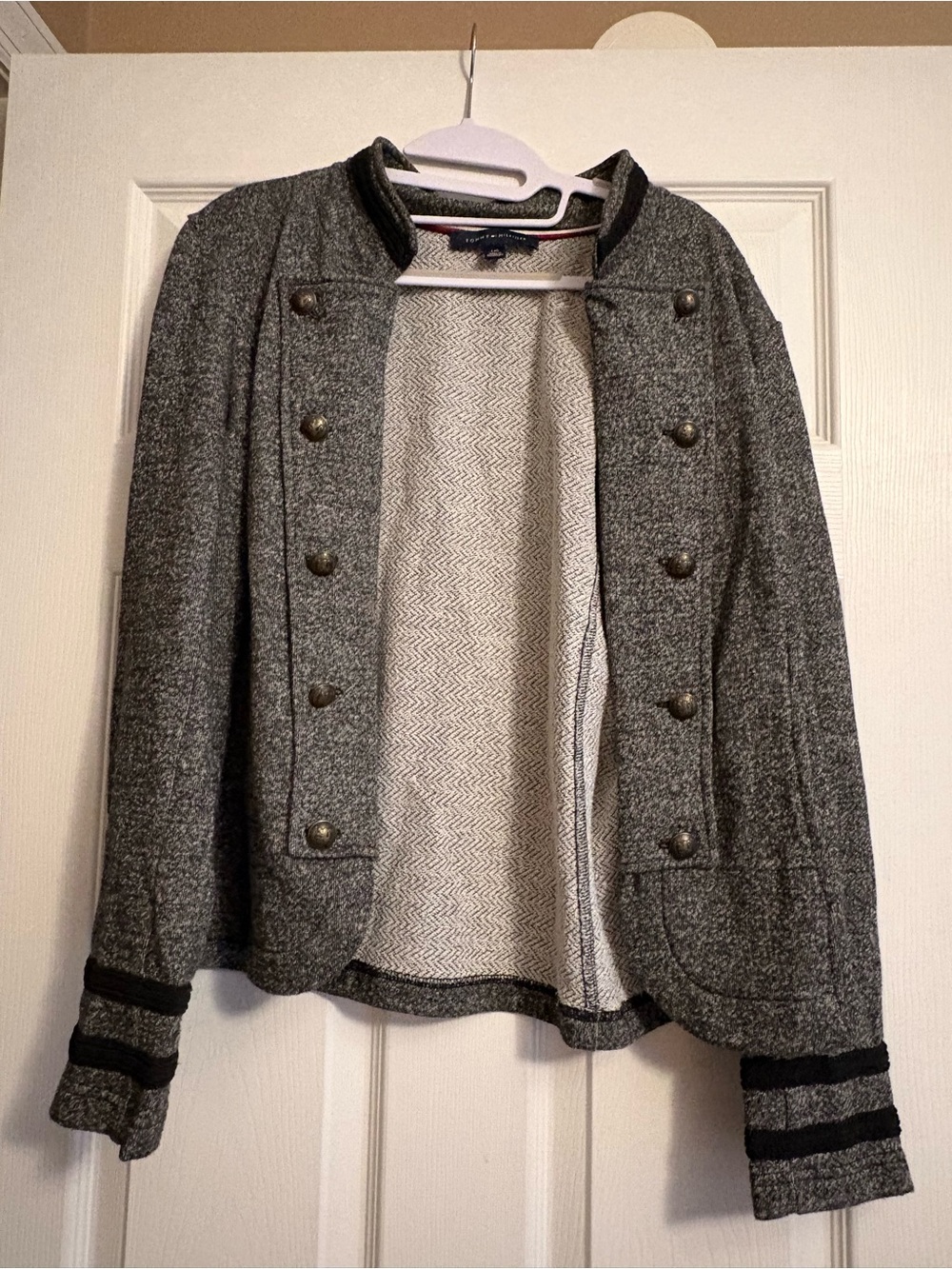 Tommy Hilfiger Wool-Blend Gray Military-Style Women's Jacket